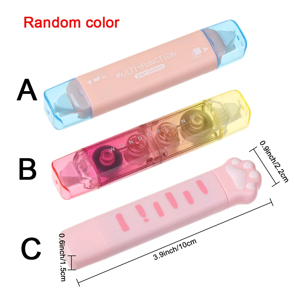 1PC Creative Portable Correction Tape And Point Glue 2 In 1 Learning  Stationery Double Sided Adhesive School Office Supplies