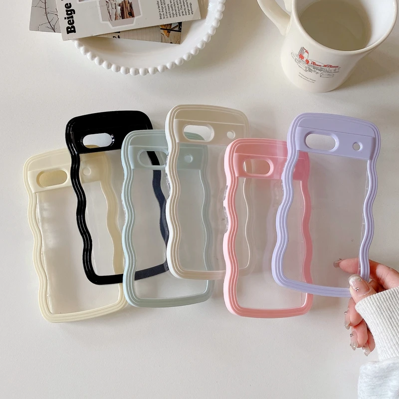 Luxury Wavy 2-in-1 Shockproof Phone Case - Silicone Bumper & Clear Back Cover