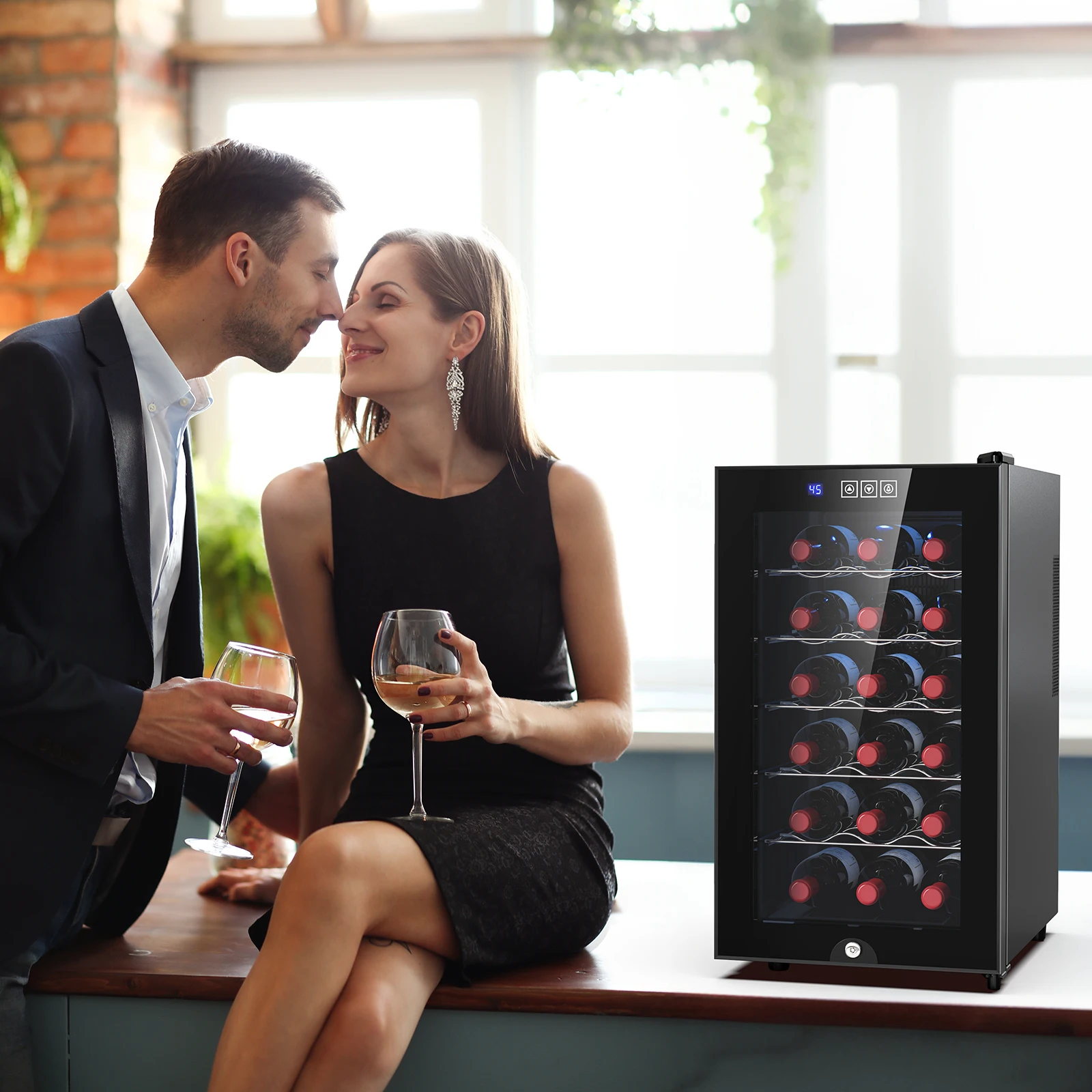 18 Bottles Wine Fridge, Freestanding Compressor Wine Cooler Refrigerator, Beverage Wine Chiller with Digital Temperature Control 6