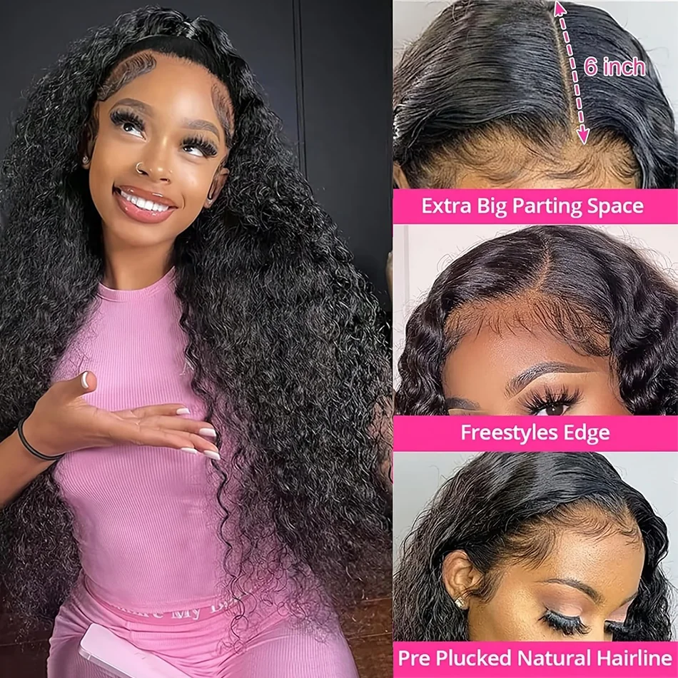 Lakeisha 250% Burmese Deep Wave Curly 13x6 HD Lace Front Human Hair Wig Water Wave 30 40 Inches 5x5 Lace Frontal Wig Pre Plucked 3