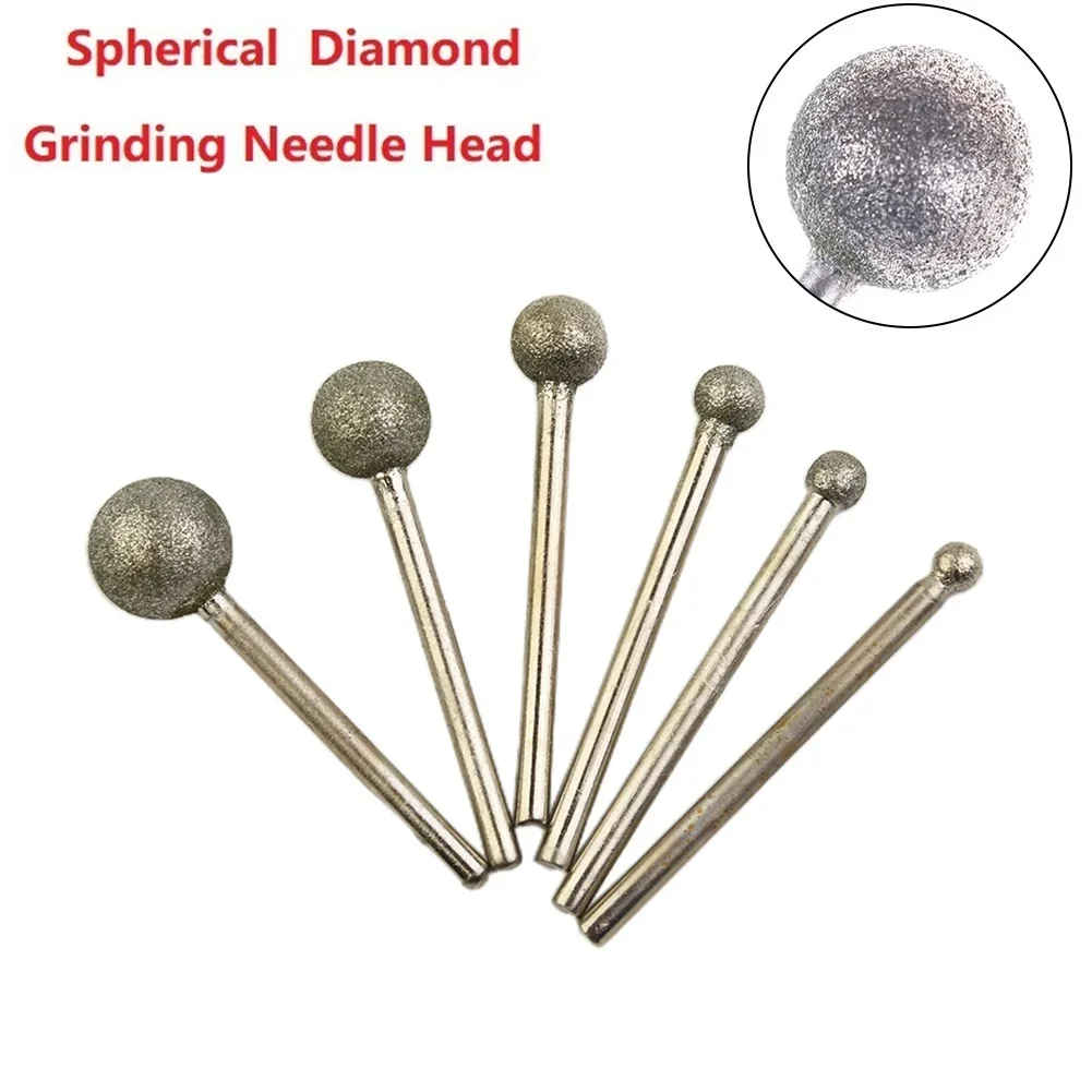 

6PCS Diamond Round Ball Burr Drill Bit Set For Carving Engraving Drilling 4/5/6/8/10/12mm Diamond Coated Grinding Needle Head