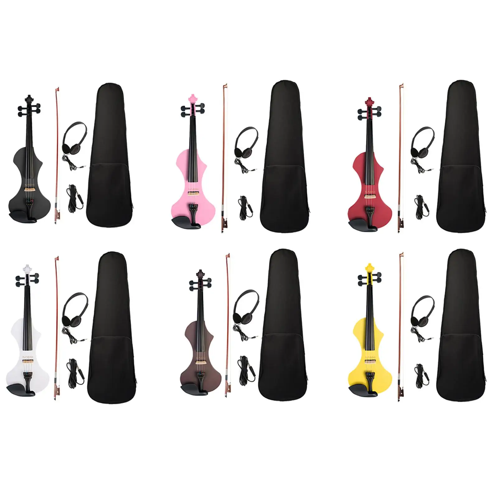 

Solid Wood Silent Electric Violin 4/4 Case Tuner Full Size Silent Violin Set Practise