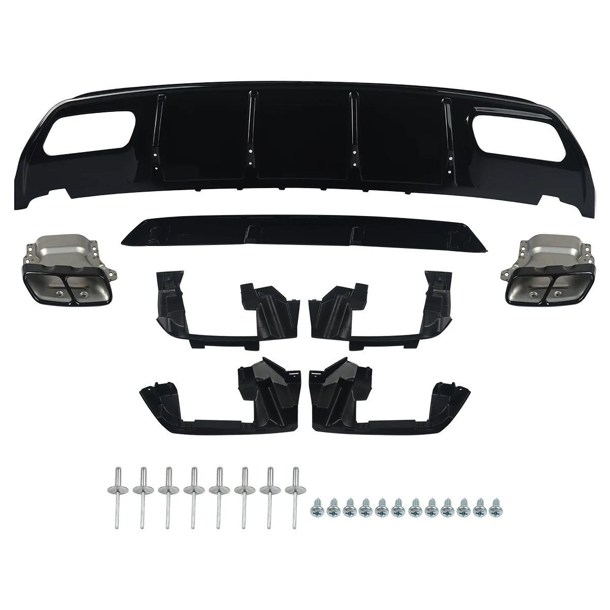 Für Mercedes Benz W176 A45 AMG A160 A180 A200 A220 A250 Fließheck Heckstoßstange Diffusor Lippenspoiler mit Auspuffspitzen 2012–2018 – Detail 4