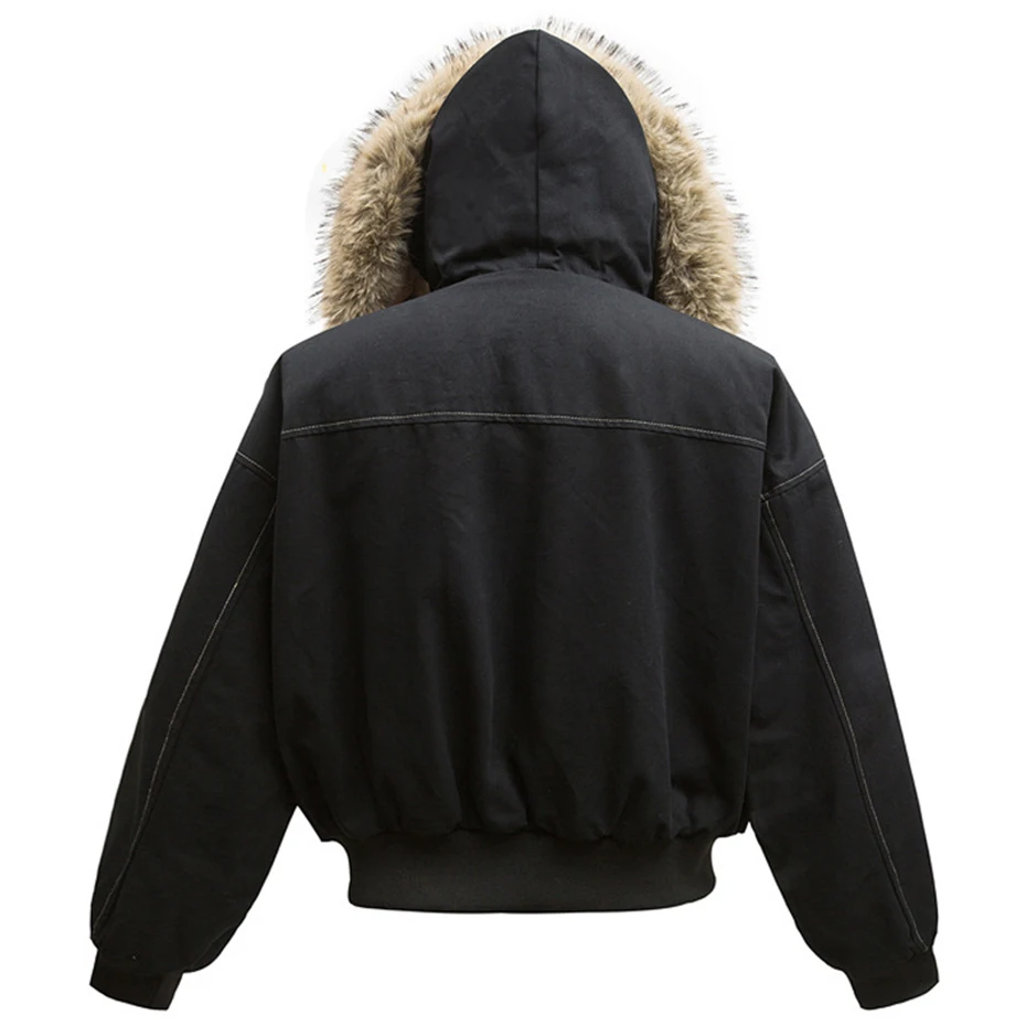 Winter Jackets Fur Collar Parkas Coat Men Vintage Thicken Fleece Warm Jackets Streetwear Harajuku Hip Hop Padded Jackets Outwear 2