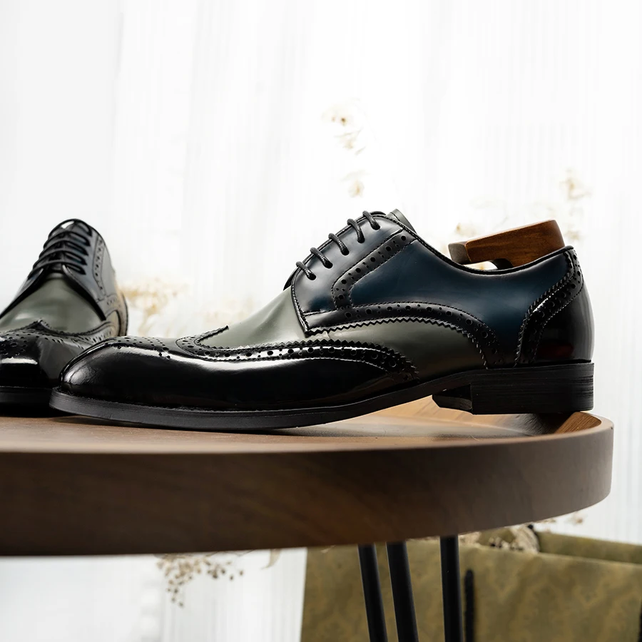 Hanmce High Top Men Dress Shoes 2 Color Luxury Brogue Shoes shoes for men with