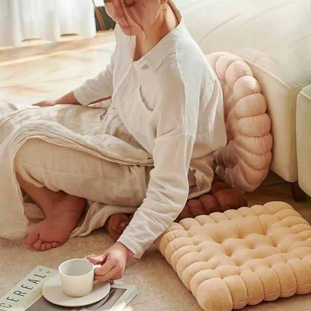 Coussin de méditation en forme de biscuit 40x40CM, coussin de chaise moelleux en peluche, lavable en Machine, coussin de siège d'étudiant, décoration de salon 3
