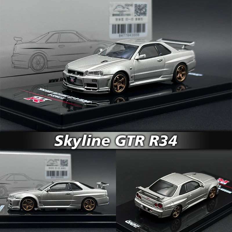 

INNO In Stock 1:64 Skyline GTR R34 V Spec II Silver Diecast Diorama Car Model Collection Miniature Toy