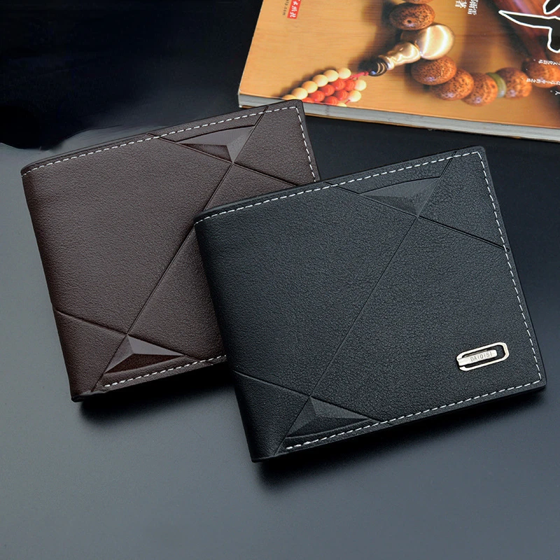 Wallet For Men Short Term Business Money Clip PU Leather Double Fold Pursey  Light Luxury Open Card Holders Billeteras De Hombre - AliExpress