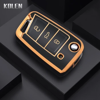 Fashion TPU Car Flip Key Case Cover Shell per VW Volkswagen Golf 7 MK7 Tiguan MK2 per Seat Ateca Leon FR 2 Ibiza Skoda Octavia