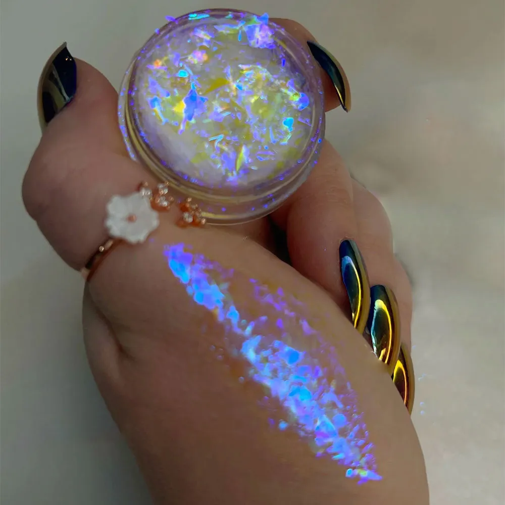 

1Jar Aurora Chameleon Snowflake Ultra-Thin Iridescent Nail Sequins Holographic Opal EyeShadow Ice Glitter Nail Chameleon Flakes