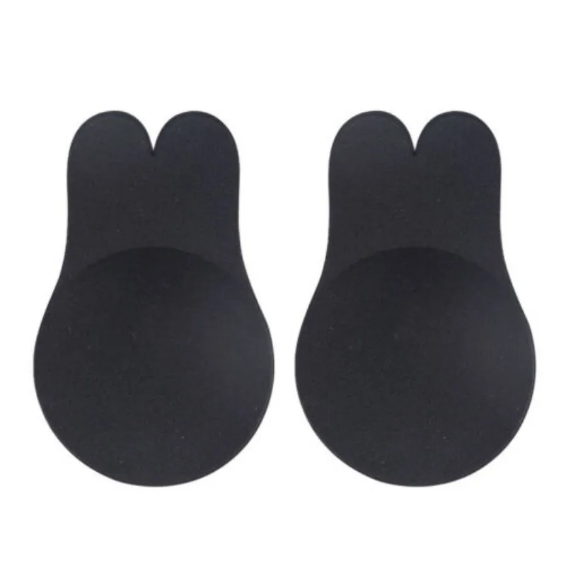 Ropa interior invisible con forma de orejas de conejo para levantar el pecho, fina, fruncida, sin tirantes, copa tridimensional, color sólido