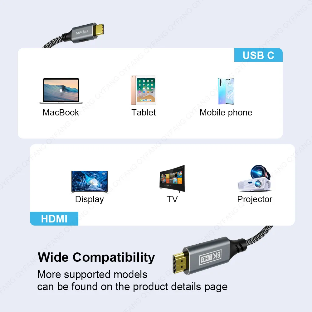 USB C to HDMI ȣȯ ̺, HDMI 2.1 ̺, Ʈ 3K, 4K, to 8K@60Hz, 4K@120Hz, HDMI USB4 to HDMI ȣȯ ̺