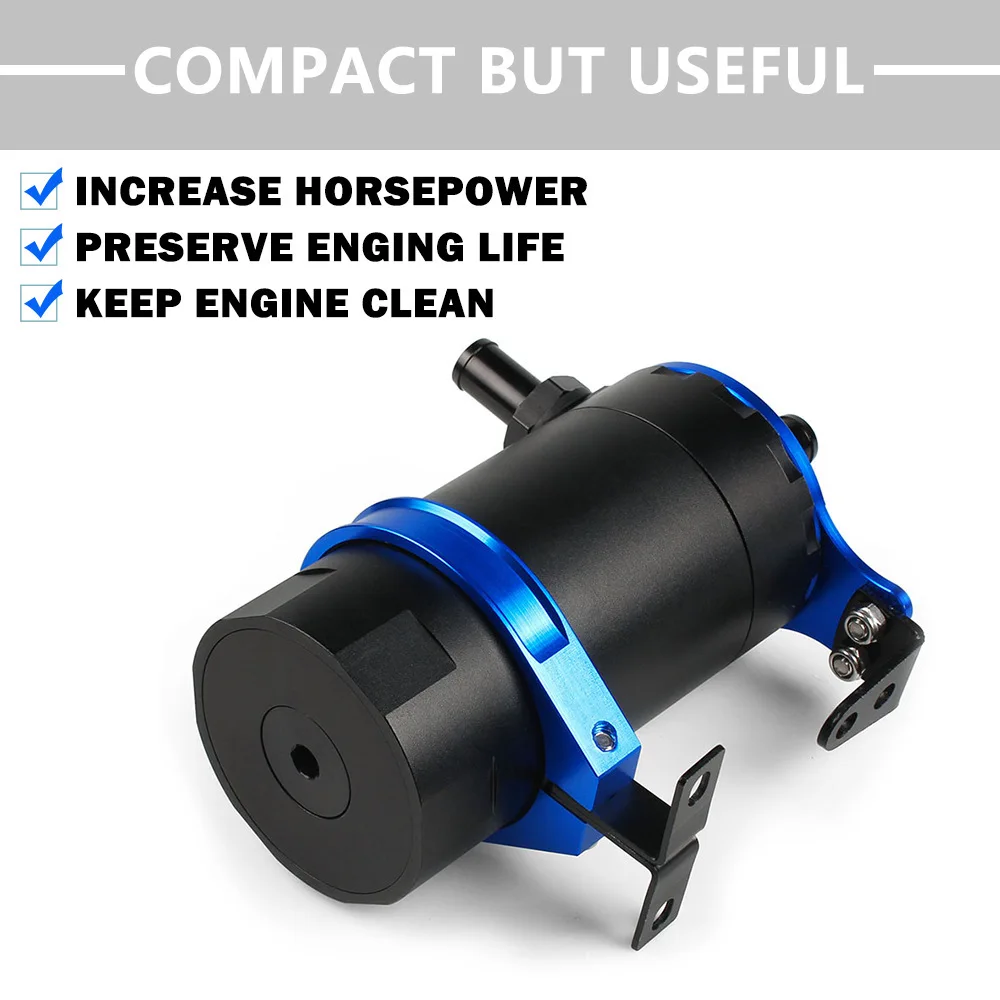 Oil Catch Can Kit Reservoir Baffled Tank with Breather Filter Universal Aluminum