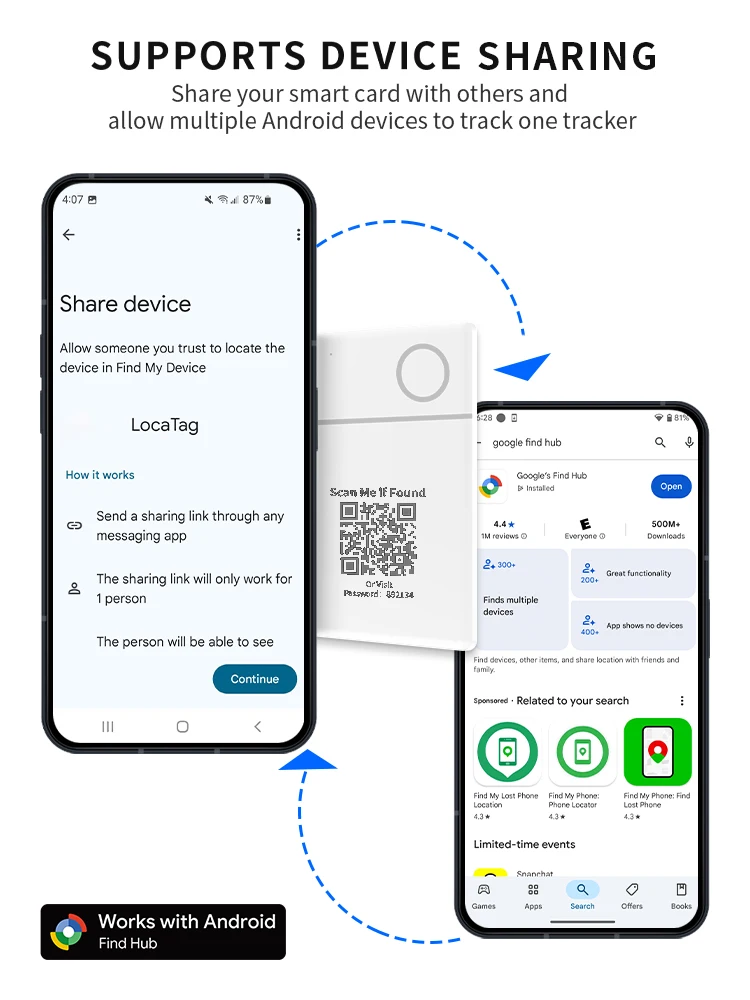 Localizzatore di schede GPS wireless ricaricabile Localizzatore Android certificato Google per Xiaomi Pixel Codice QR Smart Tag anti-smarrimento - immagine 4