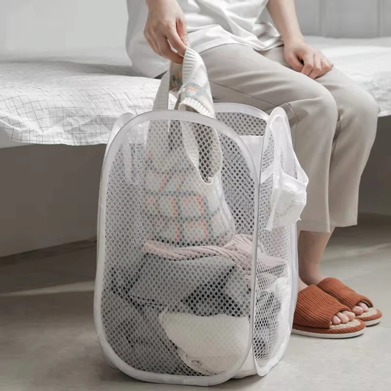 Collapsible Mesh Laundry Organizer and Storage Basket