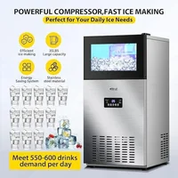 Commercial Ice Maker Machine 160LBS/24H with 35LBS Storage Bin LCD Display Panel Clear Ice Cubes 11-20 Mins Stainless Steel Body 2