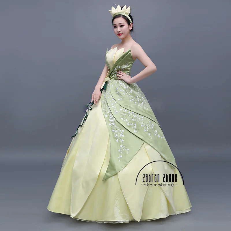 New Anime Style Top Quality Tiana Cosplay Princess Dress Adult Costume Halloween Dress Custom Made