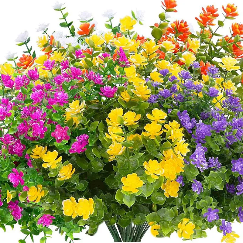 

Искусственные цветы, растения, зеленые кустарники для дома и улицы, домашнего сада, внутреннего дворика, 20 искусственных цветов