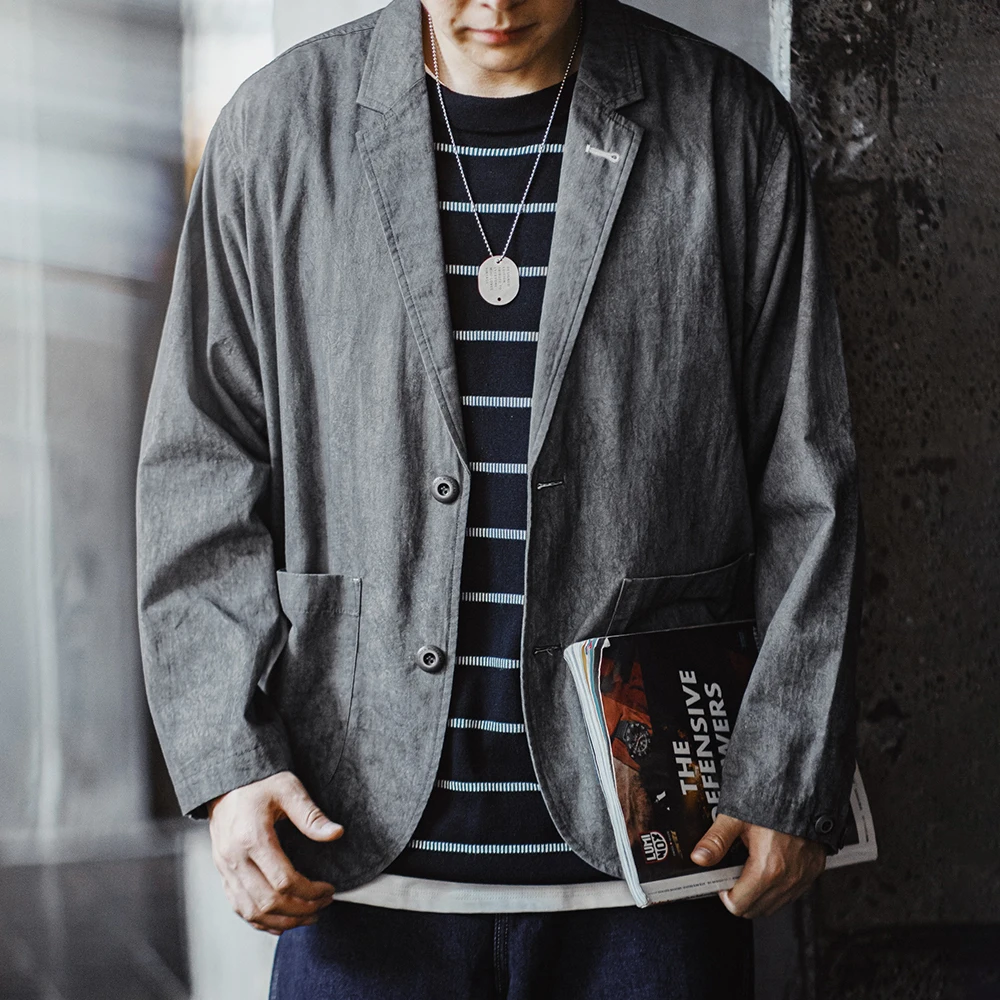 Mens Blazer Casual Suit with Irregular Pattern Design Lapel Loose Blazers Cotton Jacket For Men's Spring and Autumn