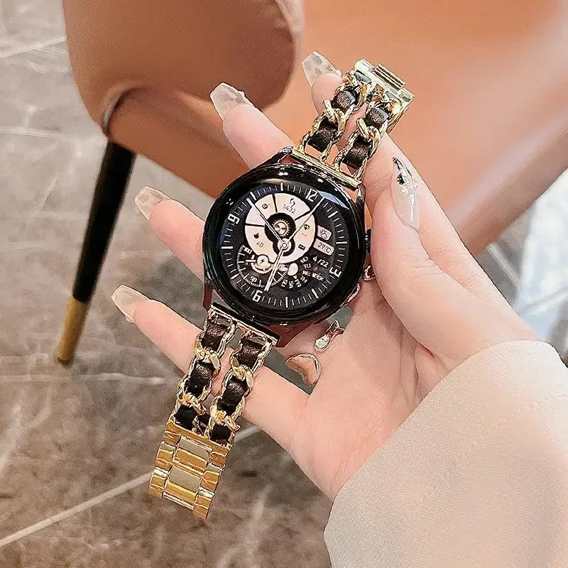 Luxurious Leather and Metal Watch Bracelet - 20mm/22mm Band