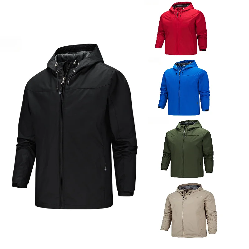 

Stay Dry and Warm with Men's Windproof Waterproof Hooded Jacket - Ideal for Climbing and Outdoor Activities