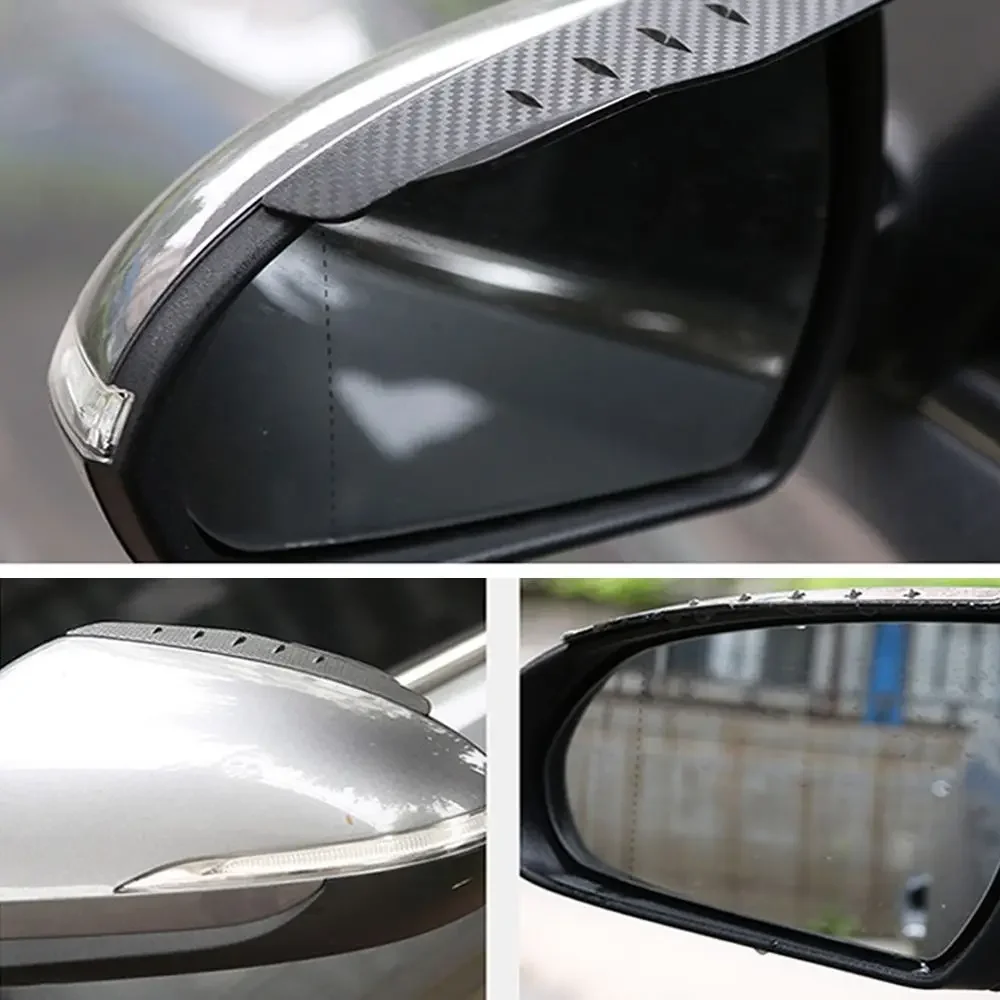 Accessories Rain Guard Anti-reflective Carbon Fiber Car Sun Visor Car Rain Eyebrow Rearview Mirror Visor Cover 1pair