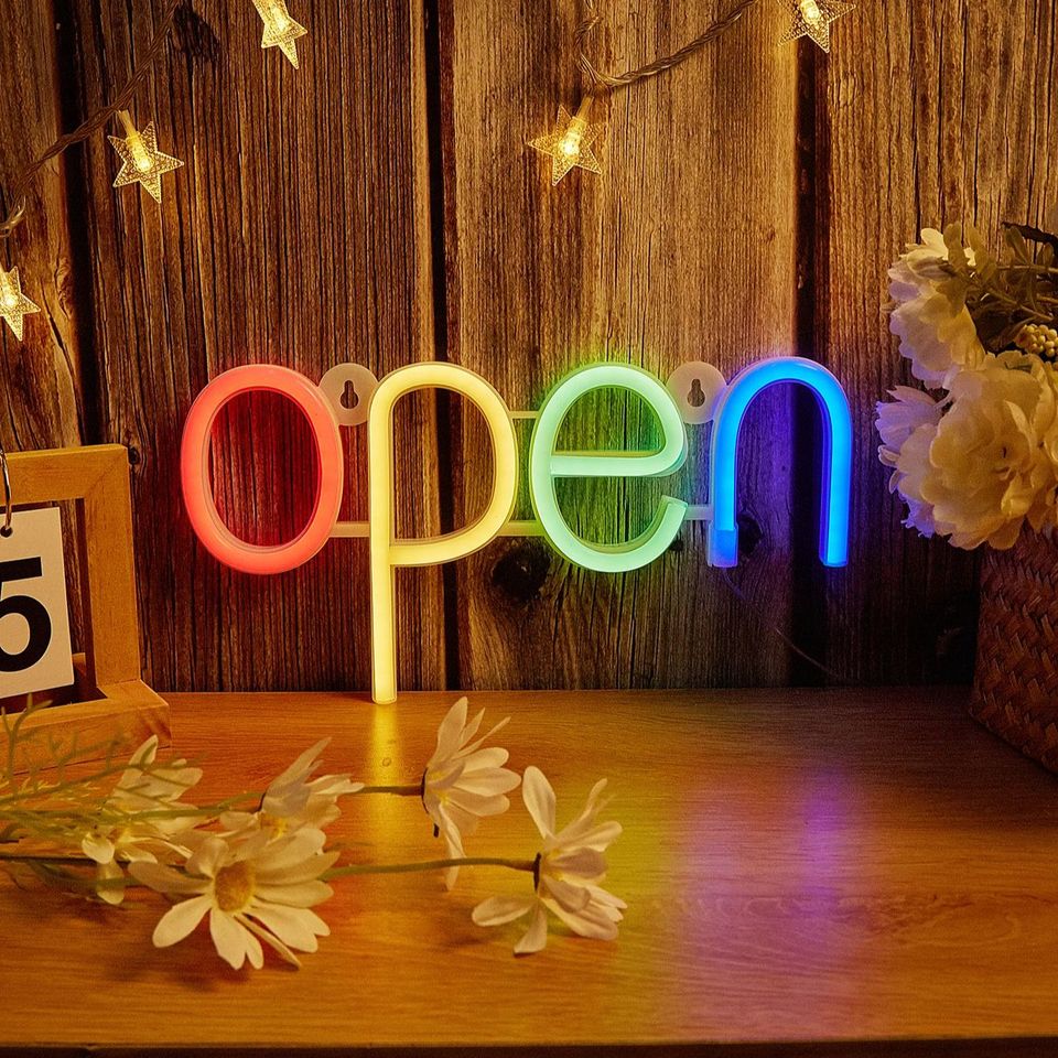 Chi-buy LED Neon open USB Powered Neon Signs Night Light 3D Wall Art Bedroom Living Room Decor Lamp Signs