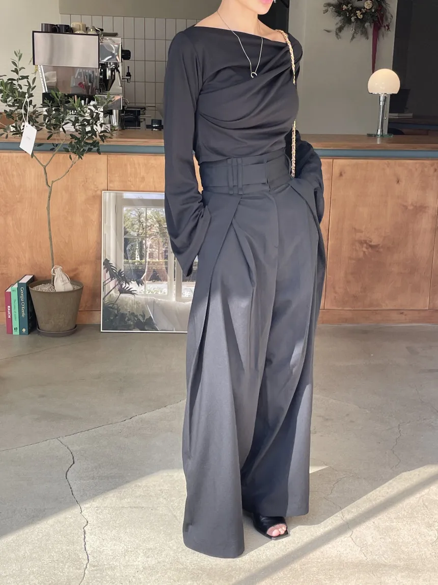 Women Long Pants Wide Leg Pant Solid Casual Regular Loose Simple Elegant Splice Tight High Waist Capris Autumn Trousers