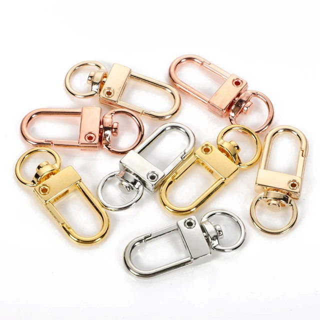 10pcs 12x33mm Gold Keychain Accessories Universal Metal Dog Clasp