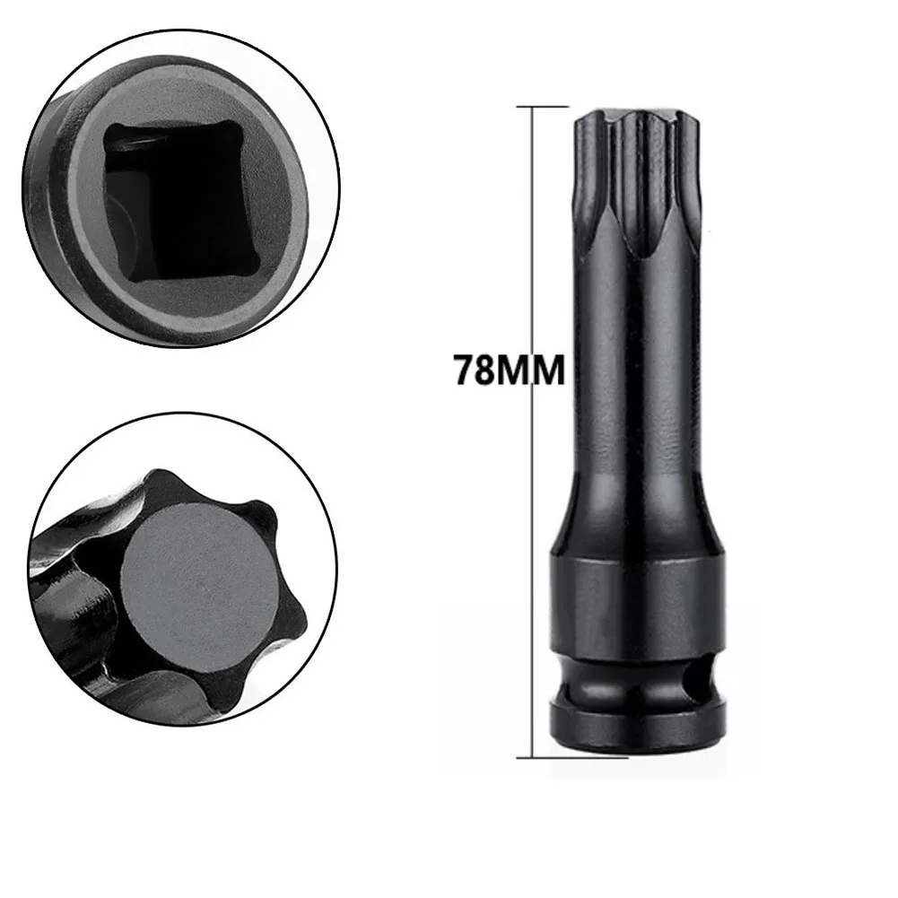 T20-T100 1/2 Inch Universal Impact Wrench Socket Adapter 78mm Torx Screwdriver Bit Impact Wrench Cordless Power Tool Accessories