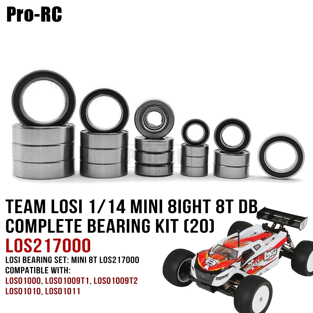 20-Pcs Team Losi 1/14 Mini 8Ight 8T Db Los217000 Kit Completo Di Cuscinetti Sigillati In Gomma Adatto A Los01009T1 Los01009T2 Los01010 Los01011
