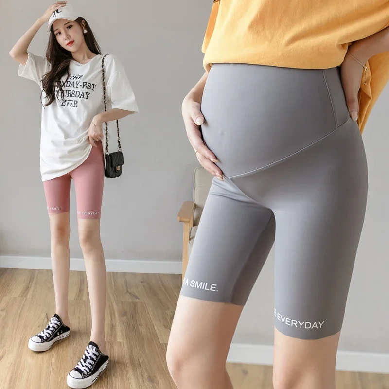 Summer Thin Cool Maternity Half Short Legging High Waist Belly Safety Pants Clothes for Pregnant Women Pregnancy Shorts