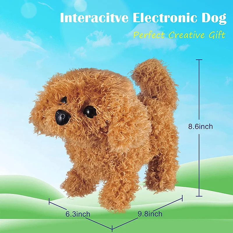 Electronic Walking Puppy Pet Dog Plush Toy Barking Wagging Tail Battery Control Kawaii Interactive Toys for Kids Boys Grils Gift