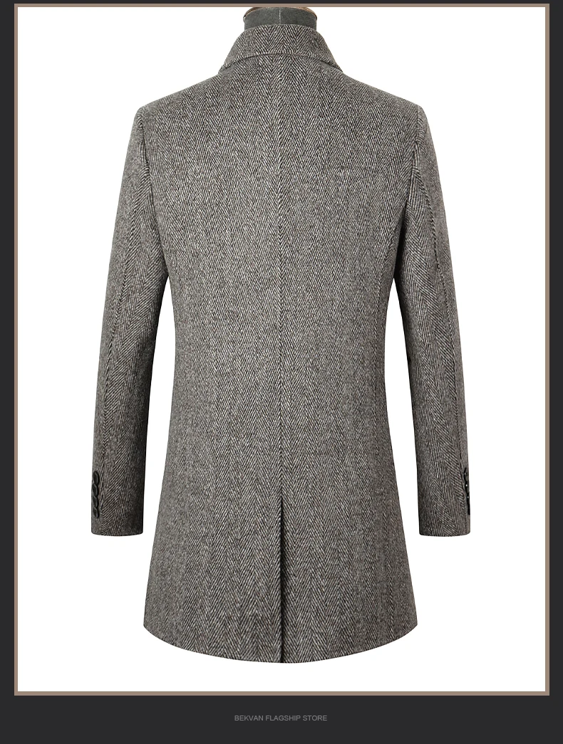 Description Picture 6 of itemWinter Thickened Double-sided Cashmere Coat Men's Warm Goose Down Liner Medium 100% Wool Jacket Men Woolen Coat Male Chaqueta FC