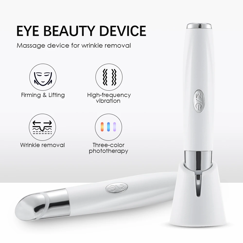 5 In 1 Eye Beauty Device Facial Massager Led Red Light Therapy Wand for Relax Eye Dark Circles Eye Bags Puffiness Skincare Tool