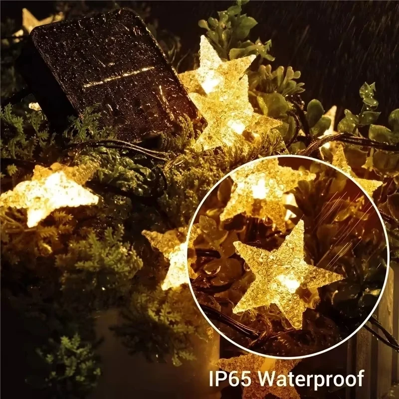 Solar-Powered Twinkling Star Fairy Lights - Waterproof Outdoor Decoration