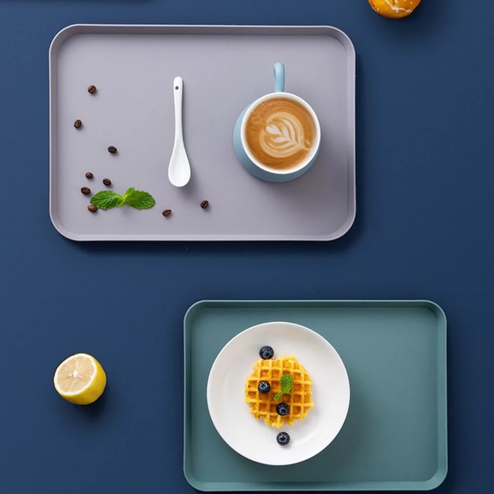 Restaurant Plastic Serving Tray Home Tea Fruit Dessert Tray Anti-Slip Resistant Food Cooking Storage Kitchen Organizer plastic serving tray