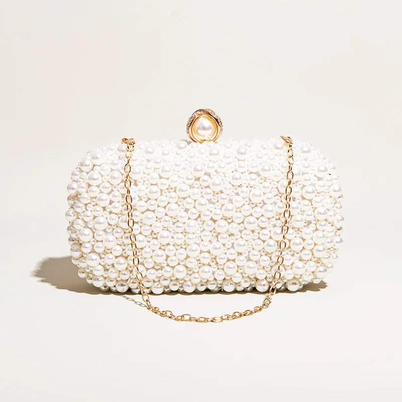 Full pearl and crystal embellished details clutch bag main image 0