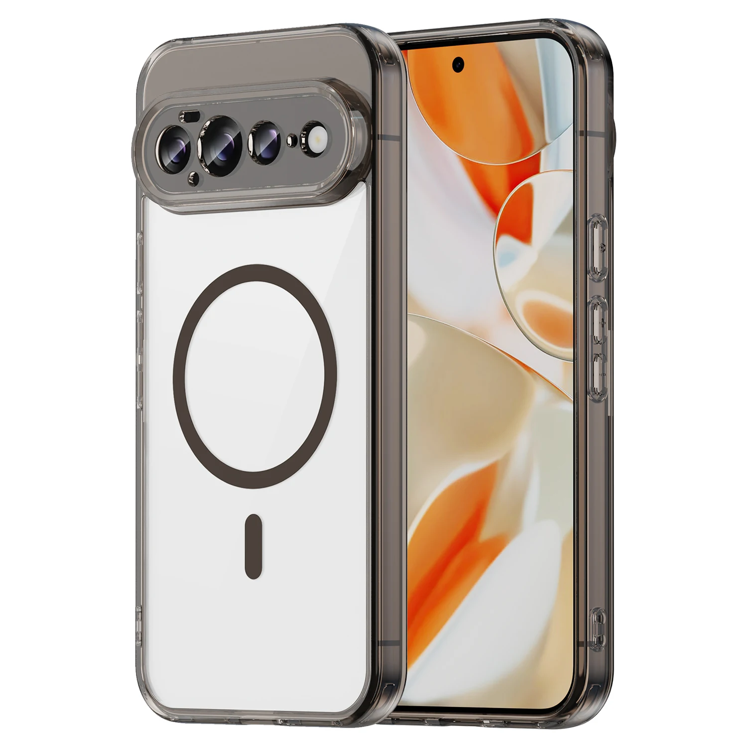 Magnetic Transparent Shockproof Phone Case with Soft TPU Frame & Acrylic Protective Cover