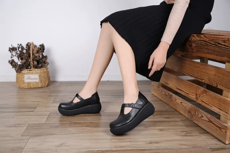 AIYUQI Women Autumn Shoes Natural Genuine Leather 2022 New Women Shoes Platform Handmade Casual Wild Retro Trend Ladies Shoes best heels shoes	