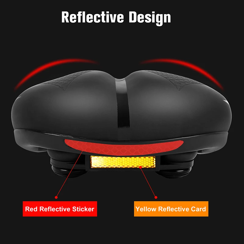 WEST BIKING Thicken Bike Saddle Comfortable Cycling Reflective Strap Warning Bike Seat Soft Shock Absorption MTB Bicycle Saddle