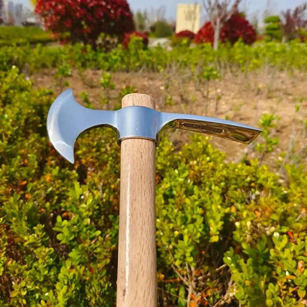 Stainless Steel Double Headed Pickaxe with Wooden Handle Loosening Soil Digging Multifunctional Mattock Pickaxe Gardening Tools garden shovel,garden hoe,garden cultivator