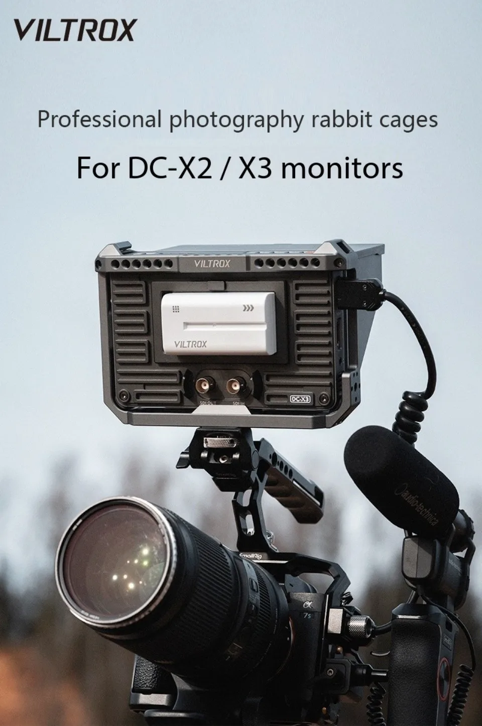 Video Monitor Rig Cage for DC-X2/DC-X3 Video Field Monitor with 1/4 Screw Hole f