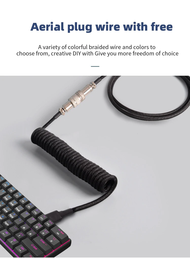 USB Tipo C Teclado Mecânico Cabo Enrolado,