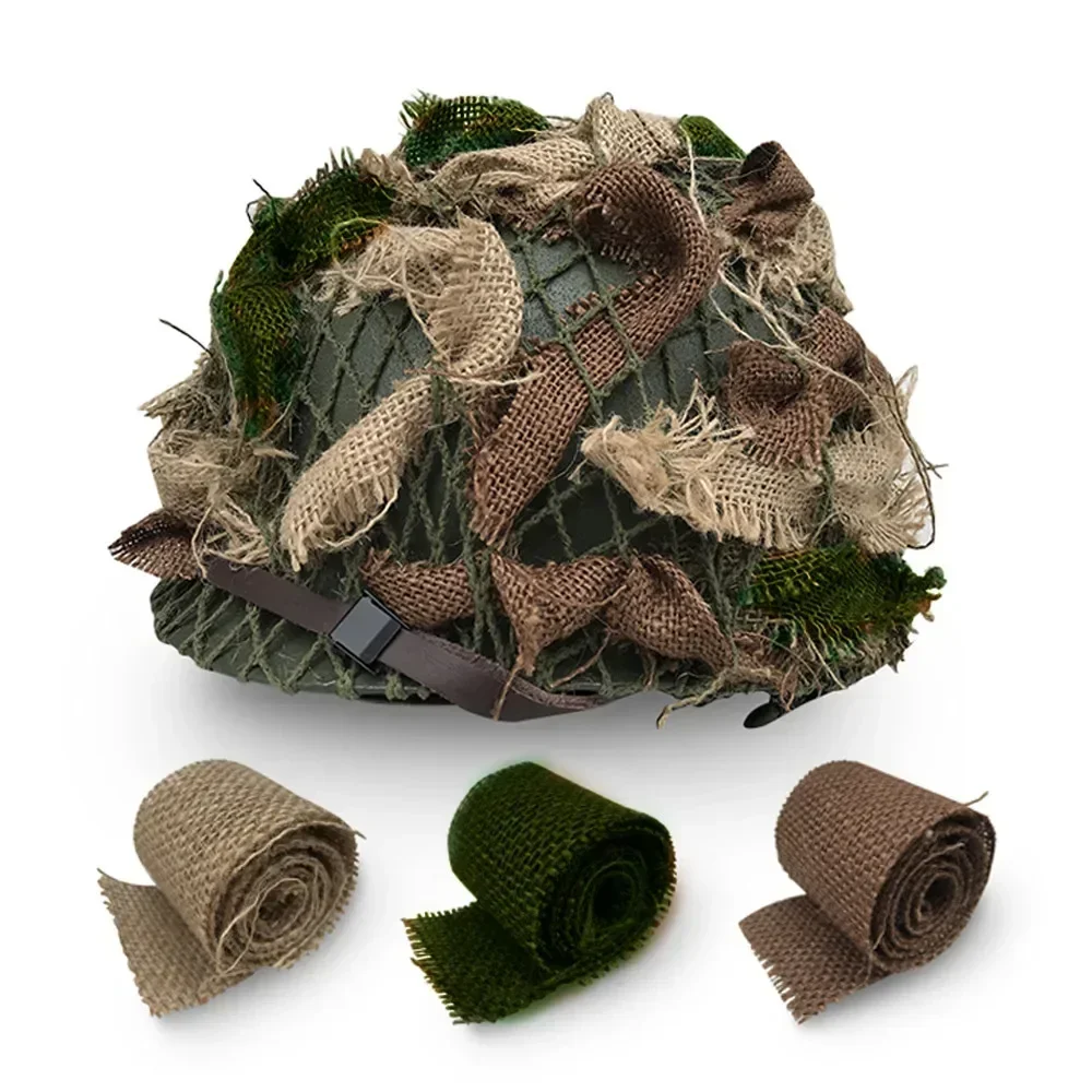 WW2 US Helmet Cover Soldier Equipment Camo Decorative Cloth Paratrooper Helmet Net Strip Cover Cloth