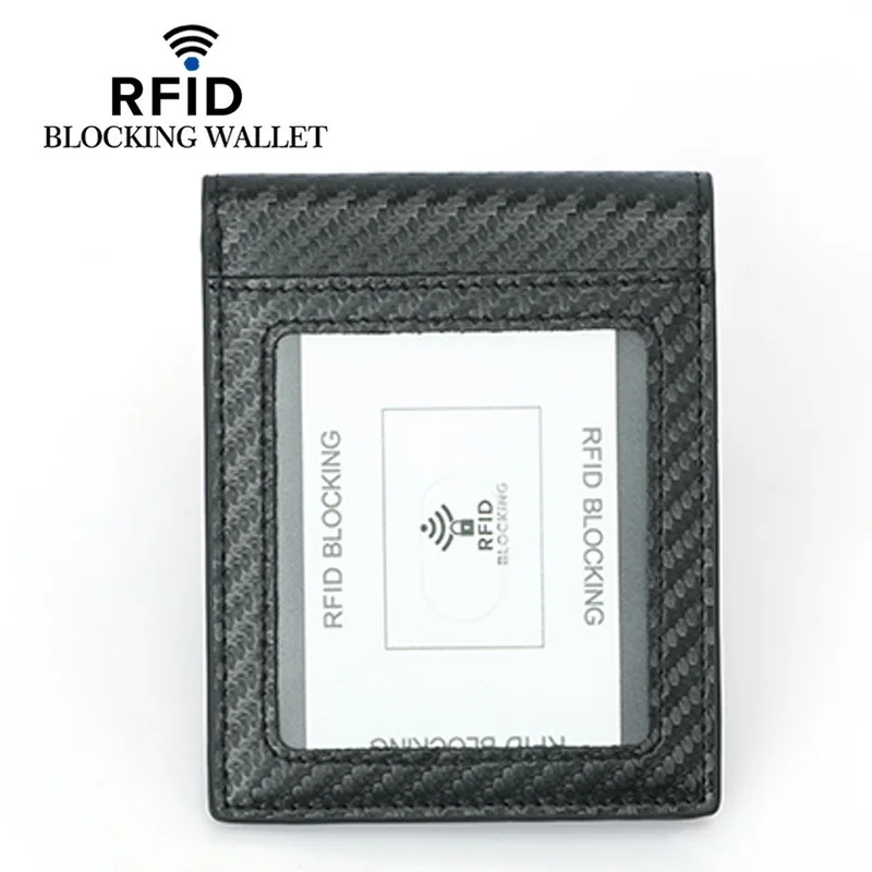 Men's small wallet RFID simple short zipper luxury coin purse with multiple card slots card holder money clip business