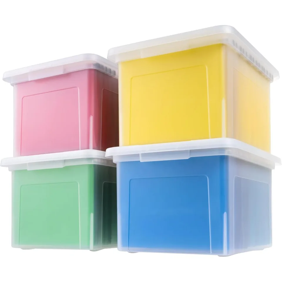 Portable Plastic File Organizer Box with Lid