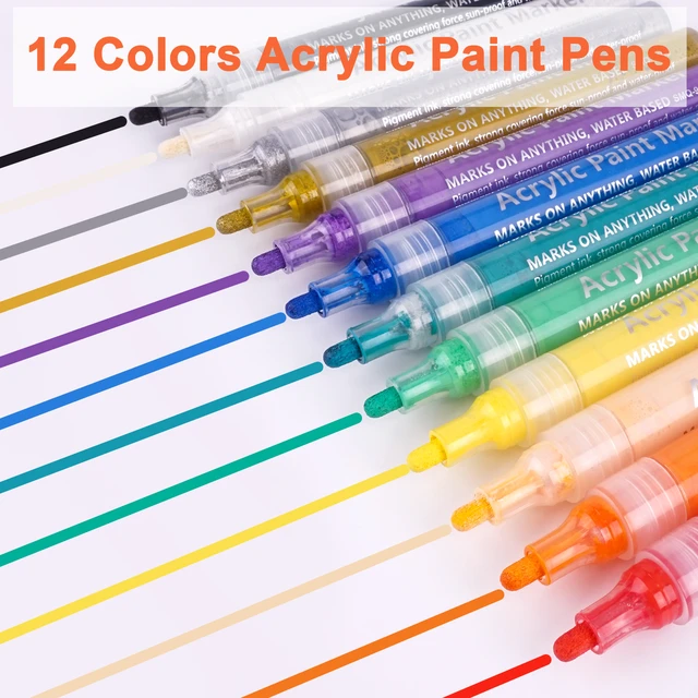 Arteza Metallic Acrylic Paint Pens, Set of 2, Silver & Gold, 3-in-1 Multi-Line N