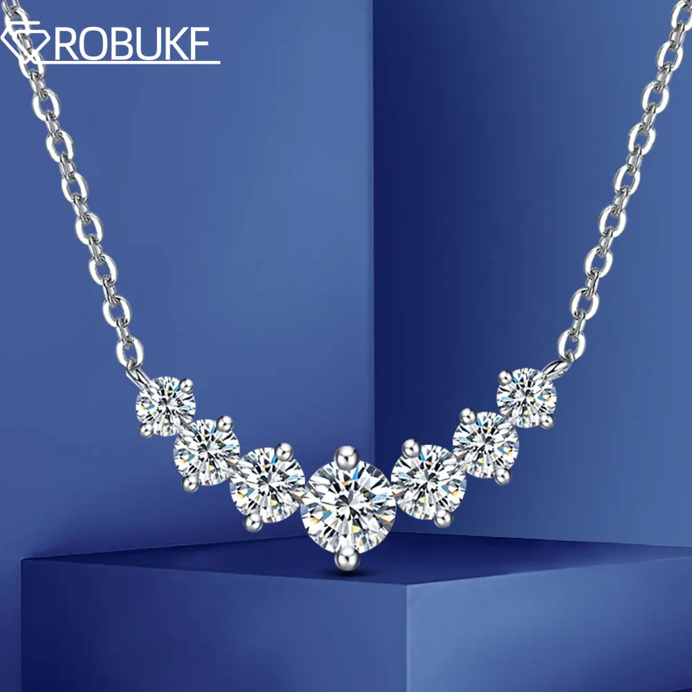 17ctMoissaniteSmilePendantNecklace925SterlingSilver18KWhite