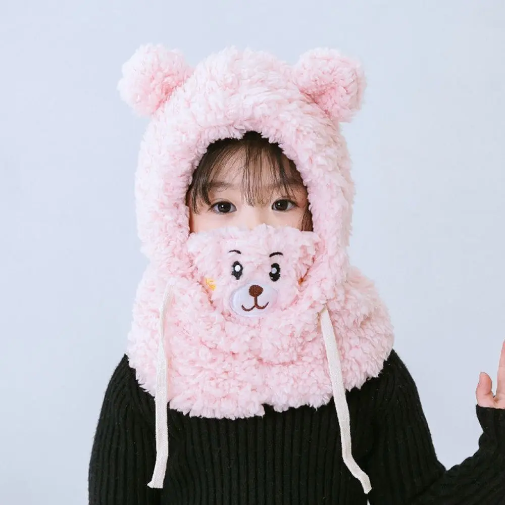 Description Picture 6 of itemFashion Lovely Scarf Integrated Cap Hat Scarf Set Cold-proof Warm Bear Winter Cap Bomber Hat Baby Hat Bonnet